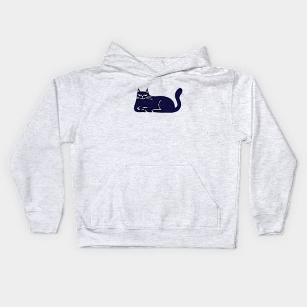 Moody blue cat evil smile mood - facing left Kids Hoodie by iulistration